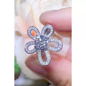 1 Carat Moissanite Flower-Shape Open Ring