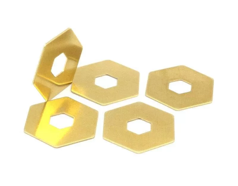 10 Raw Brass Hexagon Stamping Blank (30x0.80 Mm) D0514--c018