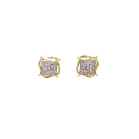 10K Gold 0.15Ctw Square Earrings