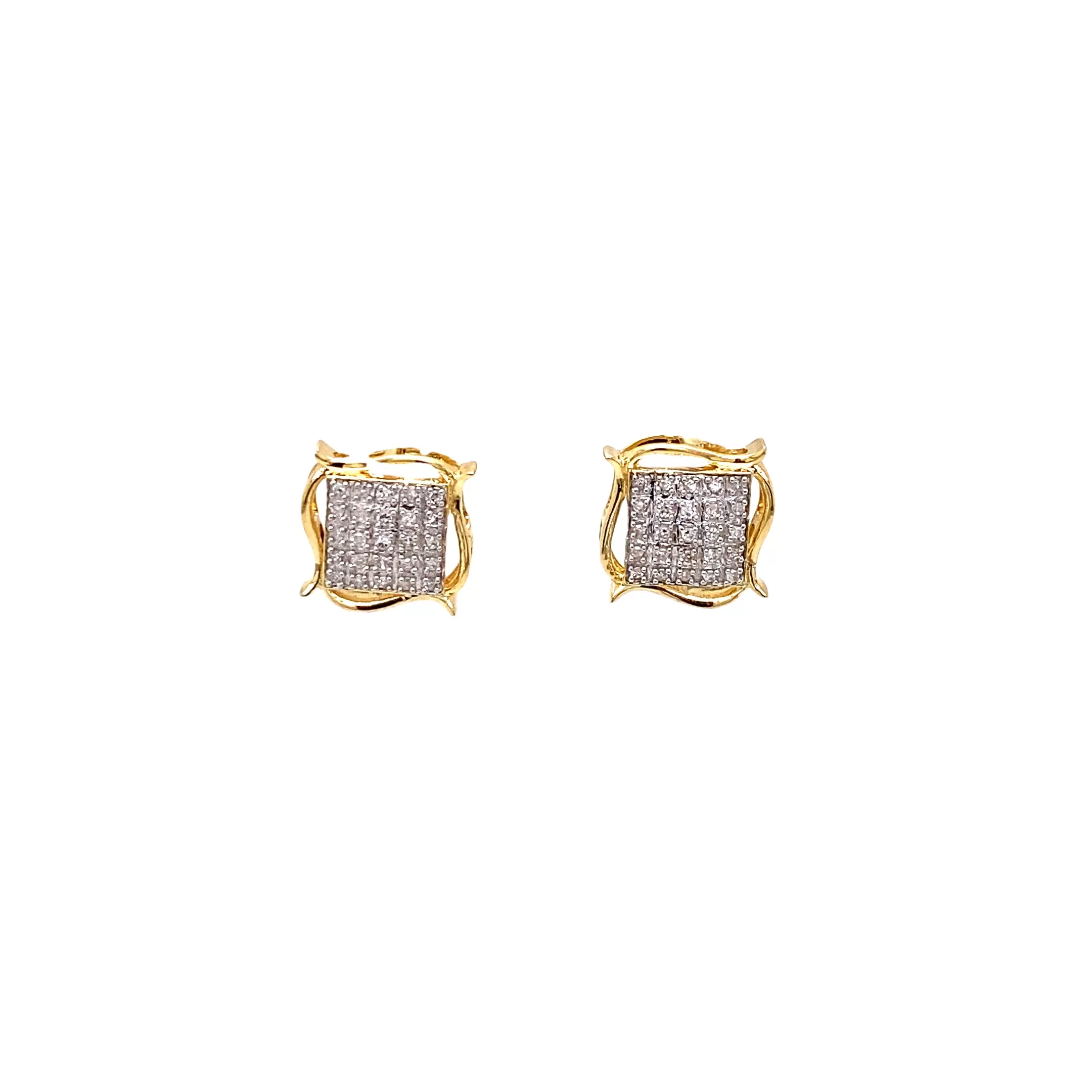 10K Gold 0.15Ctw Square Earrings