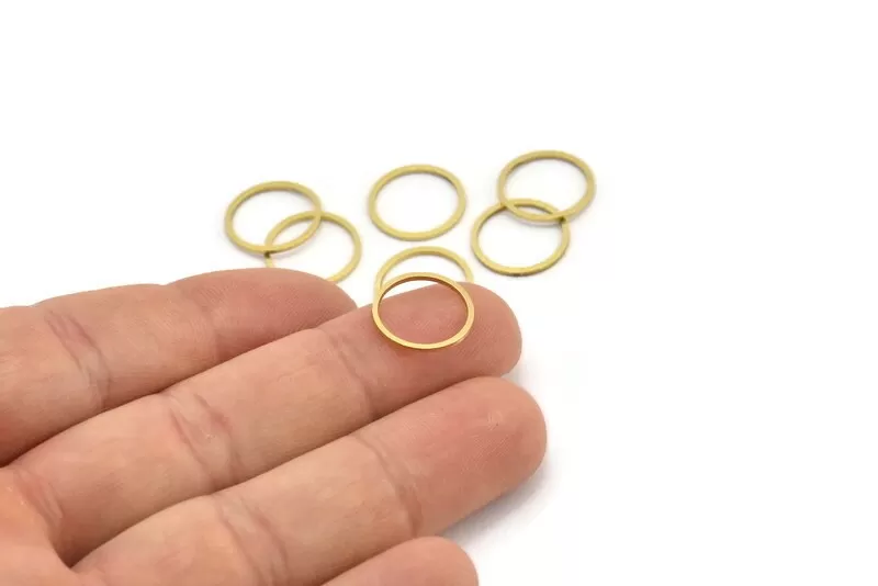 13mm Circle Connectors - 50 Raw Brass Circle Connectors (13x0.80mm) A3839