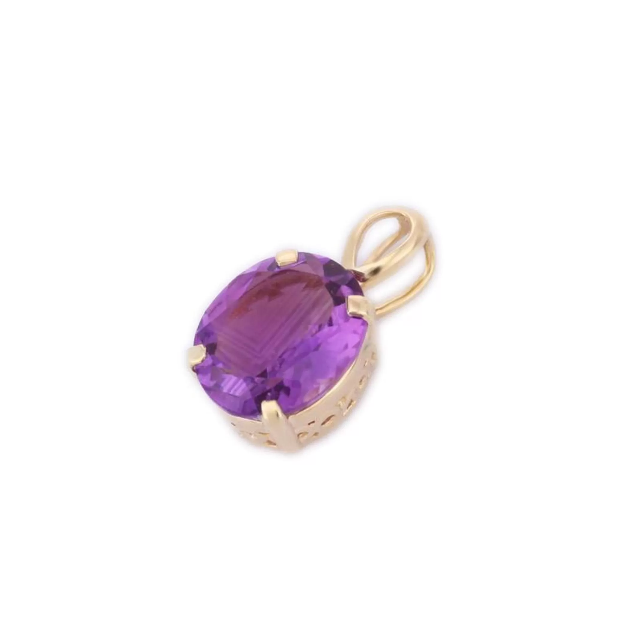 14K Gold Amethyst Stone Pendant