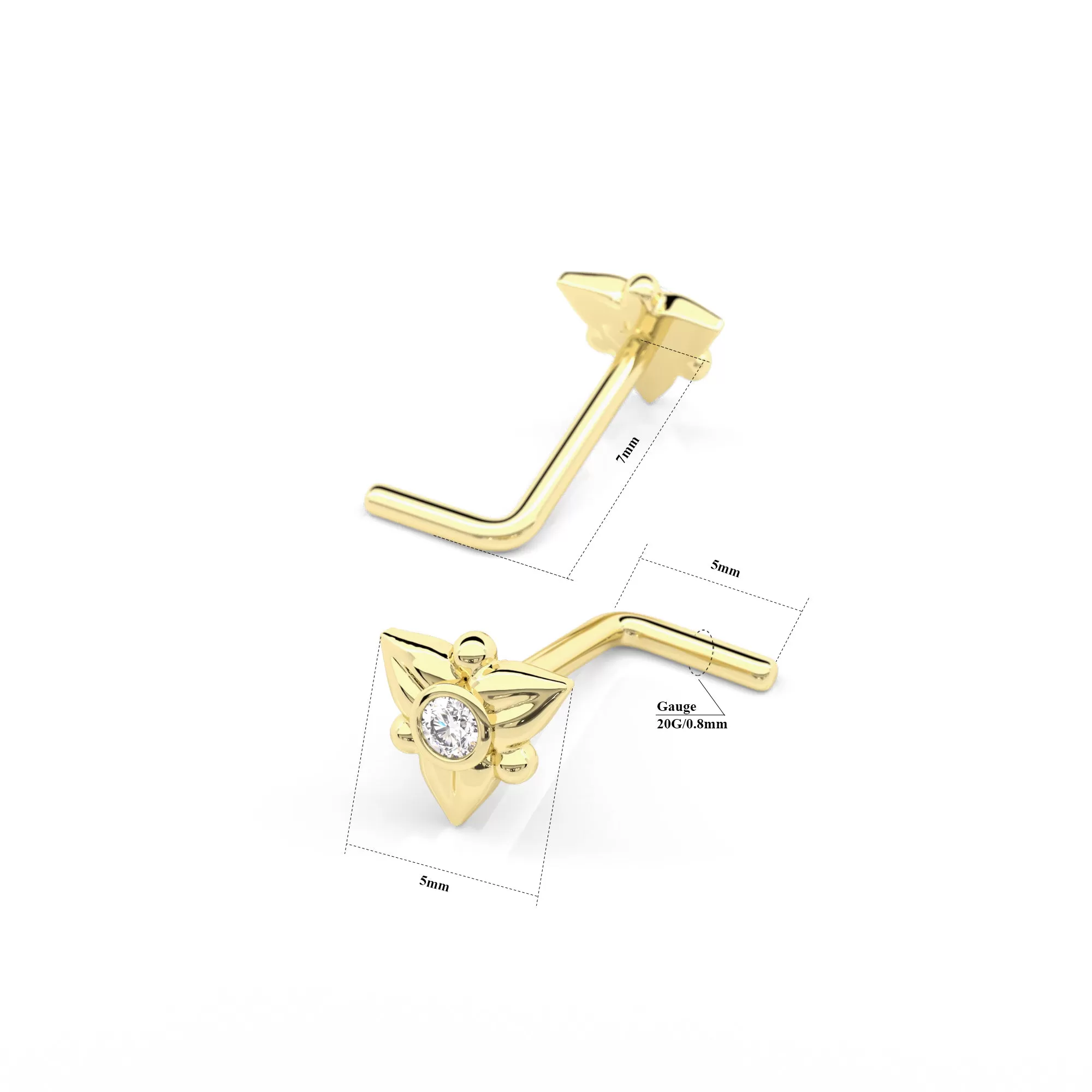 14K Gold Diamond Floral Nose Stud