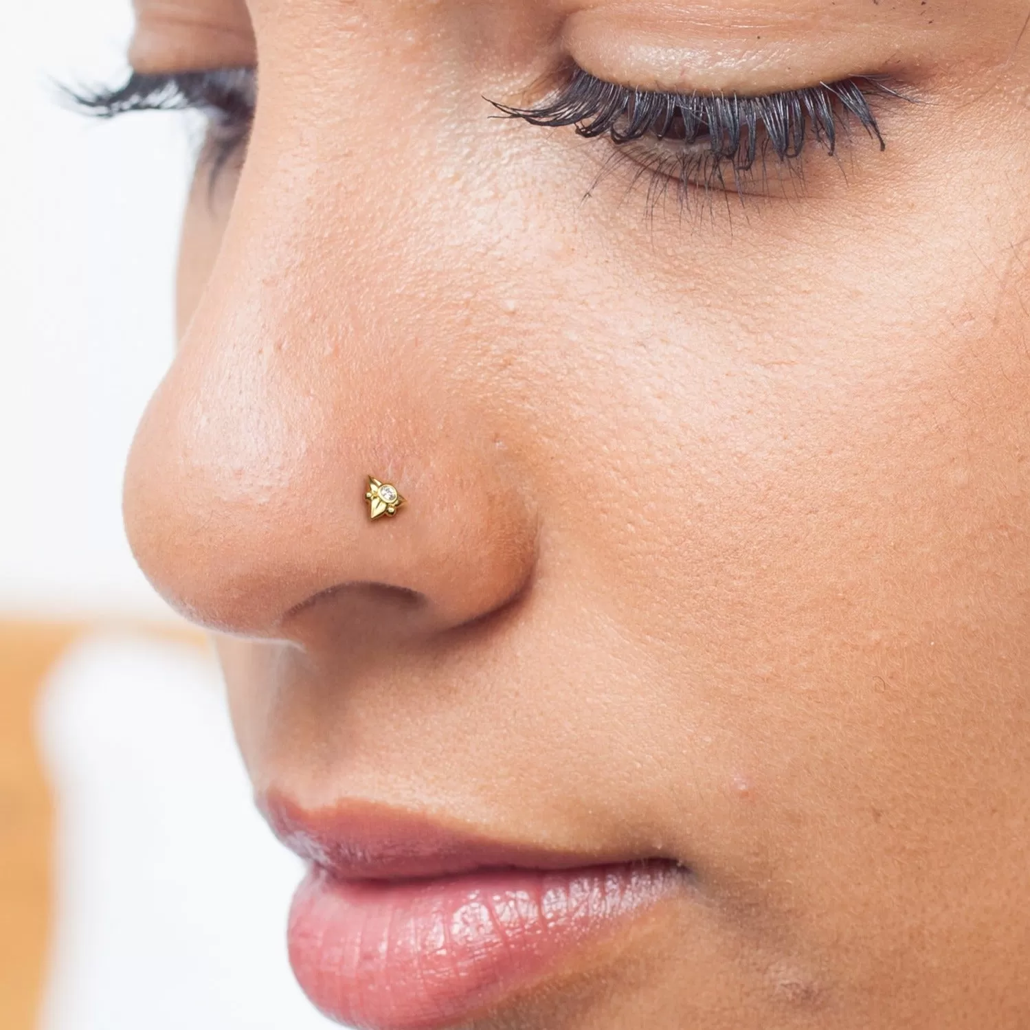 14K Gold Diamond Floral Nose Stud