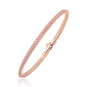 14k Rose Gold Fancy Weave Motif Bangle