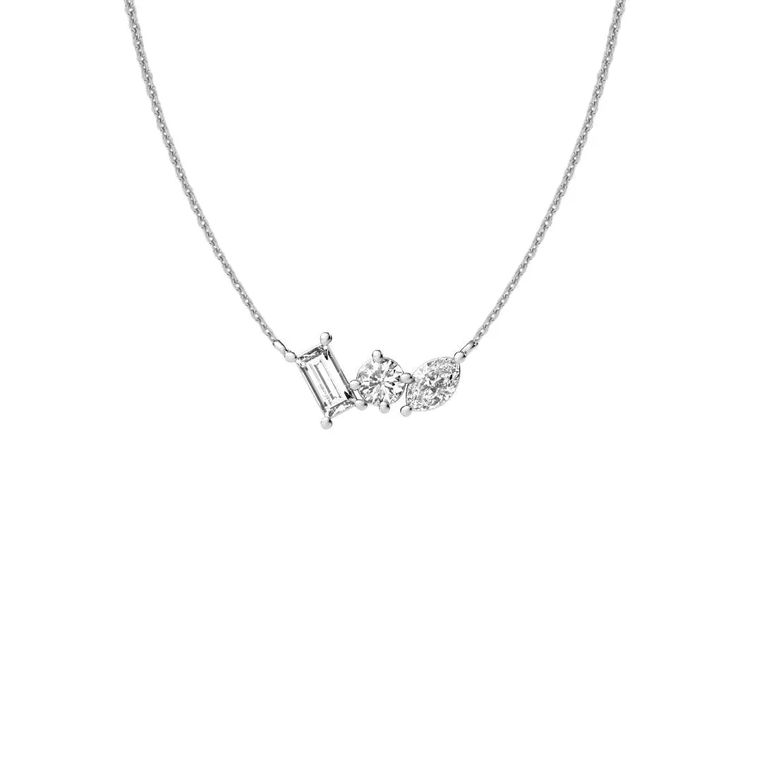 14k White Gold 0.60ct Diamond Mix Necklace