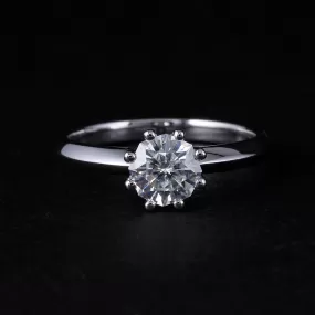 14k White Gold Octagon Cut Moissanite Ring 1ct