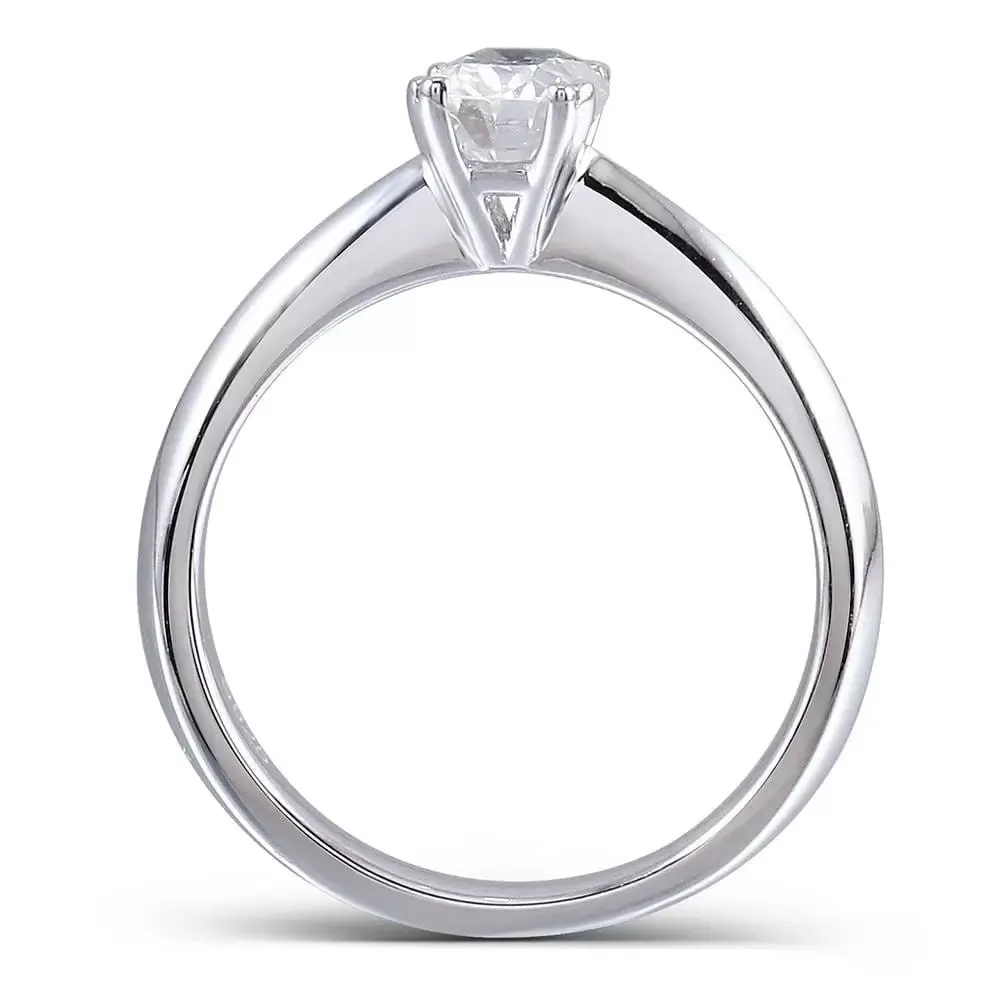 14k White Gold Oval / Cushion Cut Solitaire Moissanite Ring 1ct