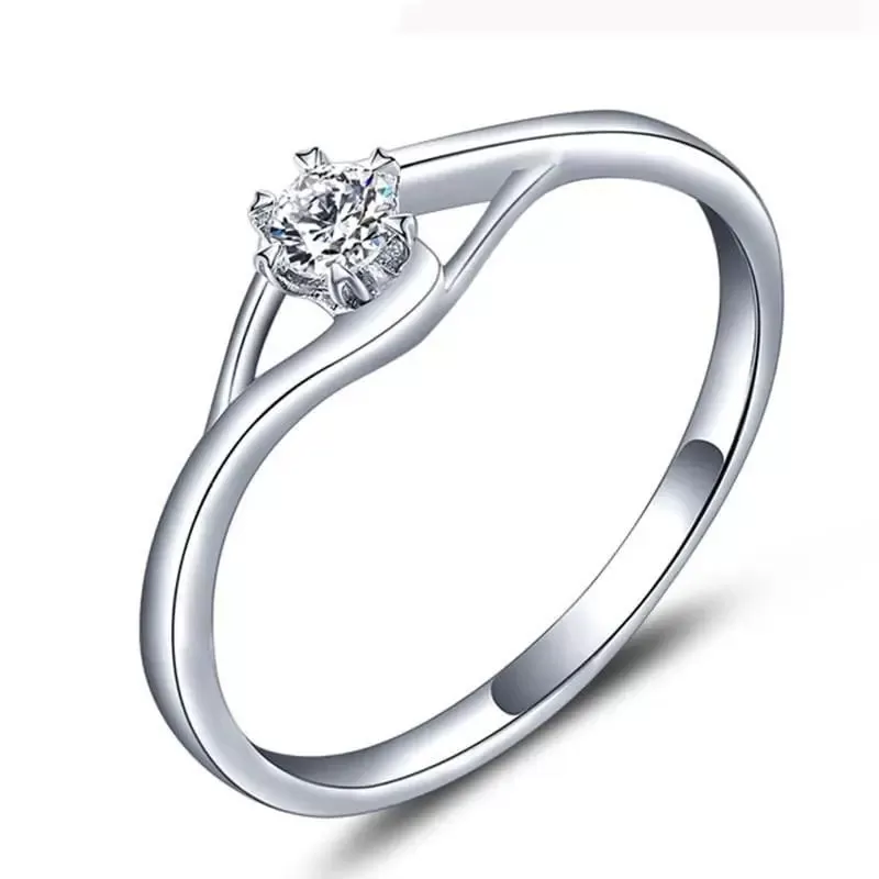 14k White Gold Solitaire Moissanite Engagement Ring 0.3ct