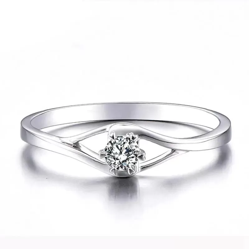 14k White Gold Solitaire Moissanite Engagement Ring 0.3ct