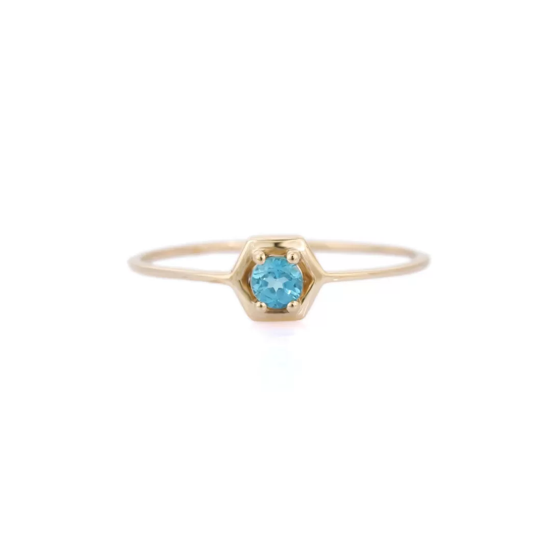 14K Yellow Gold Blue Topaz Ring