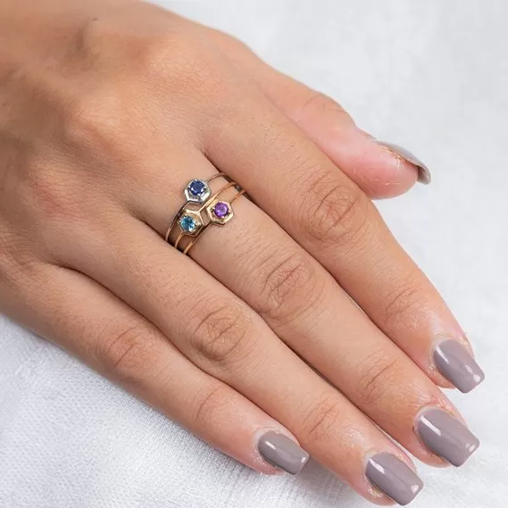 14K Yellow Gold Blue Topaz Ring