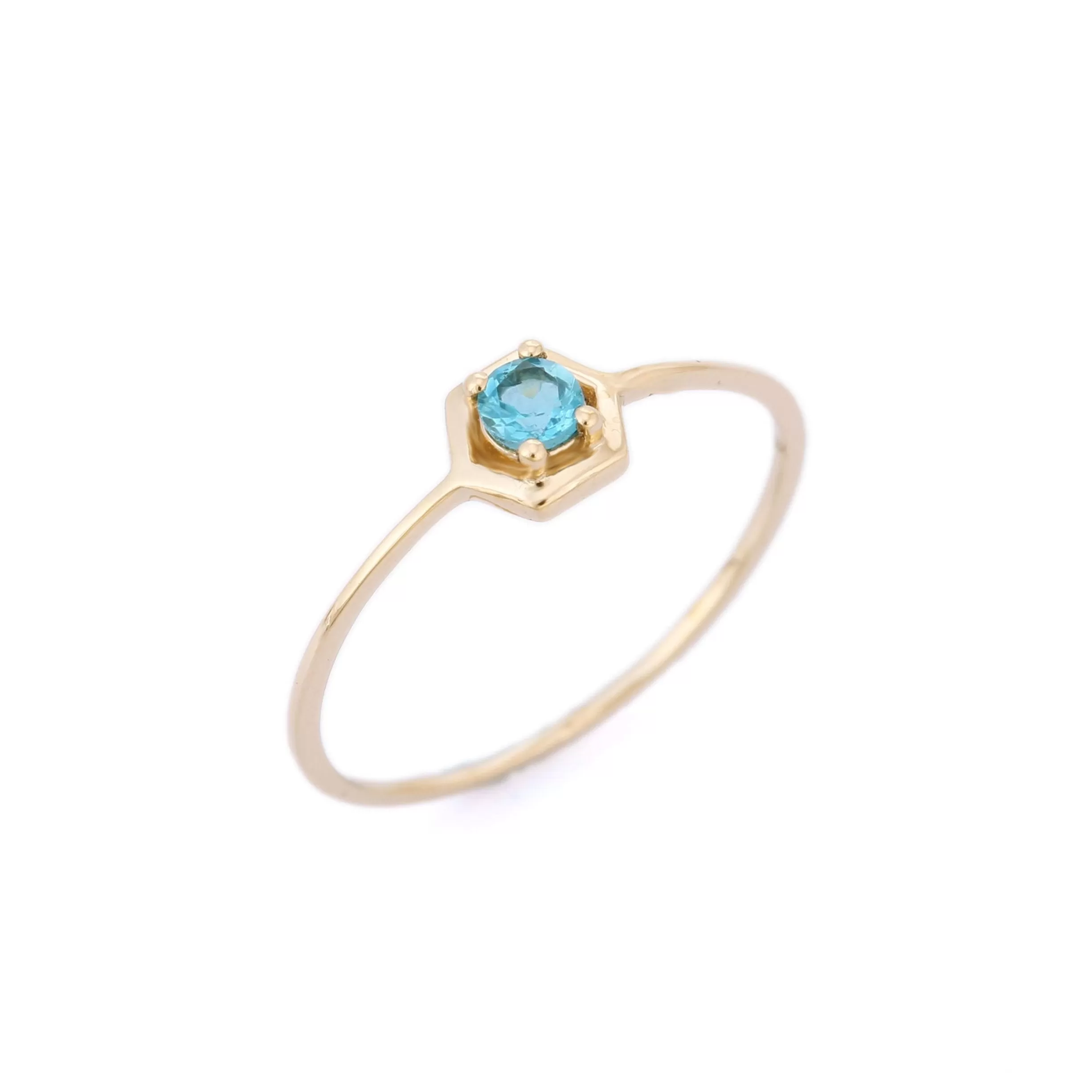 14K Yellow Gold Blue Topaz Ring