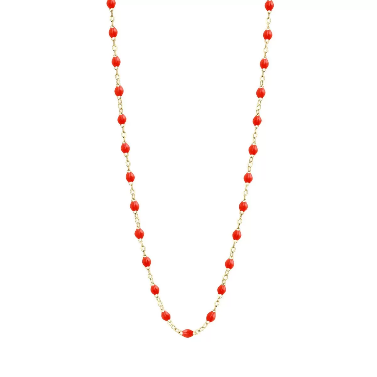 18K Gold and Coral Resin Beaded Classic Necklace