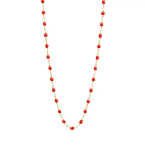 18K Gold and Coral Resin Beaded Classic Necklace