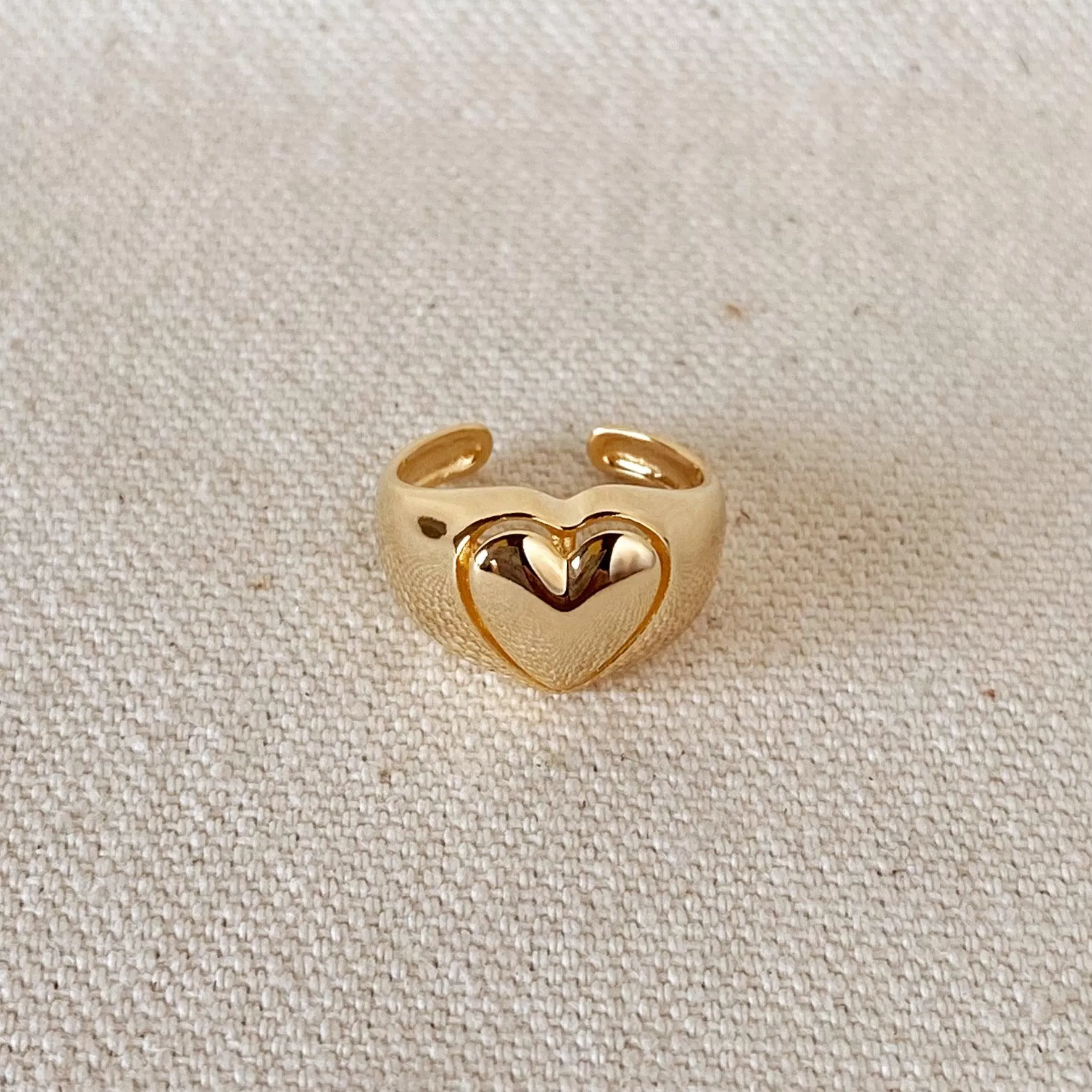 18k Gold Filled Pillow Heart Ring