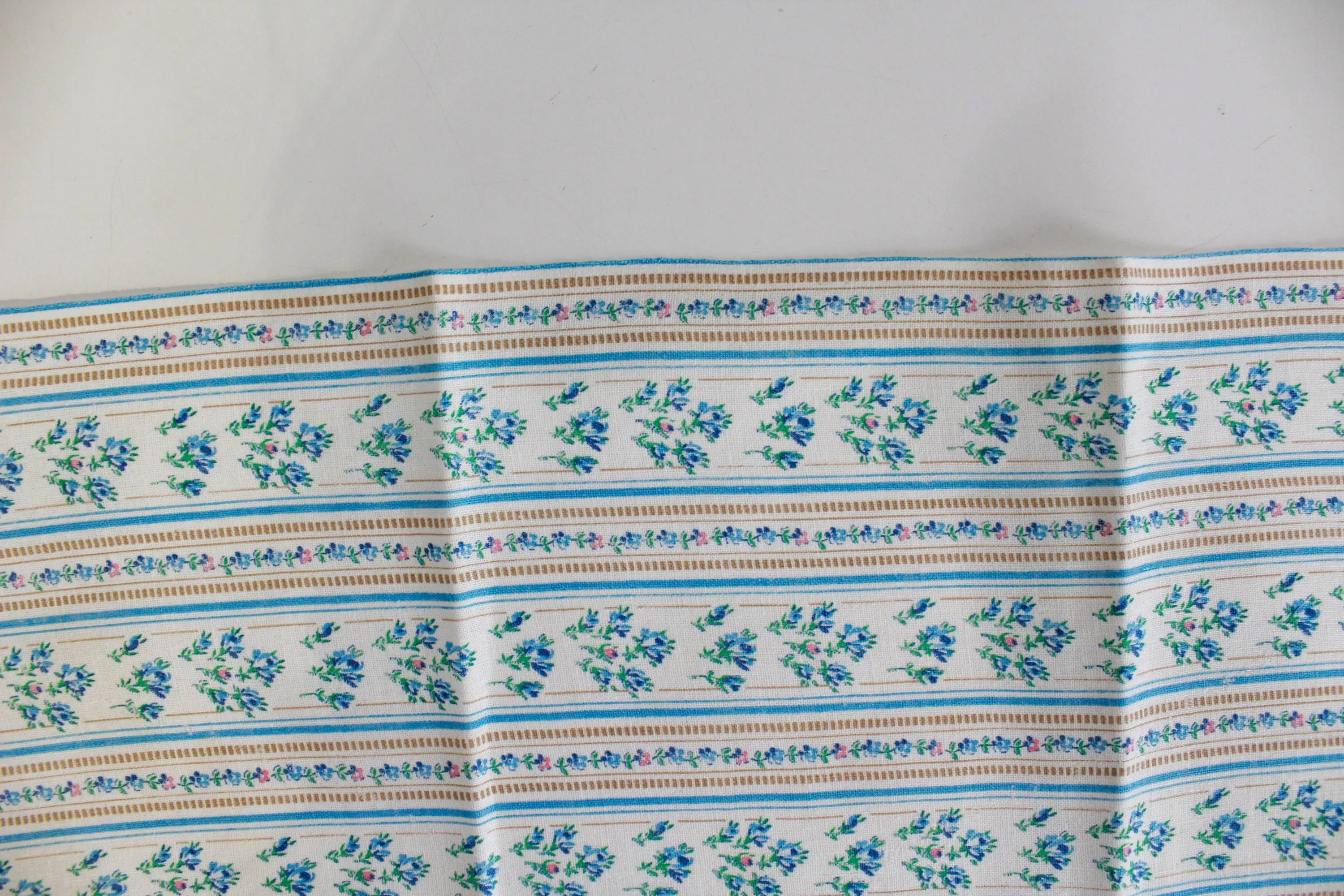 1930s 40s Floral Stripe Print Feedsack Cotton Fabric (Seamed)