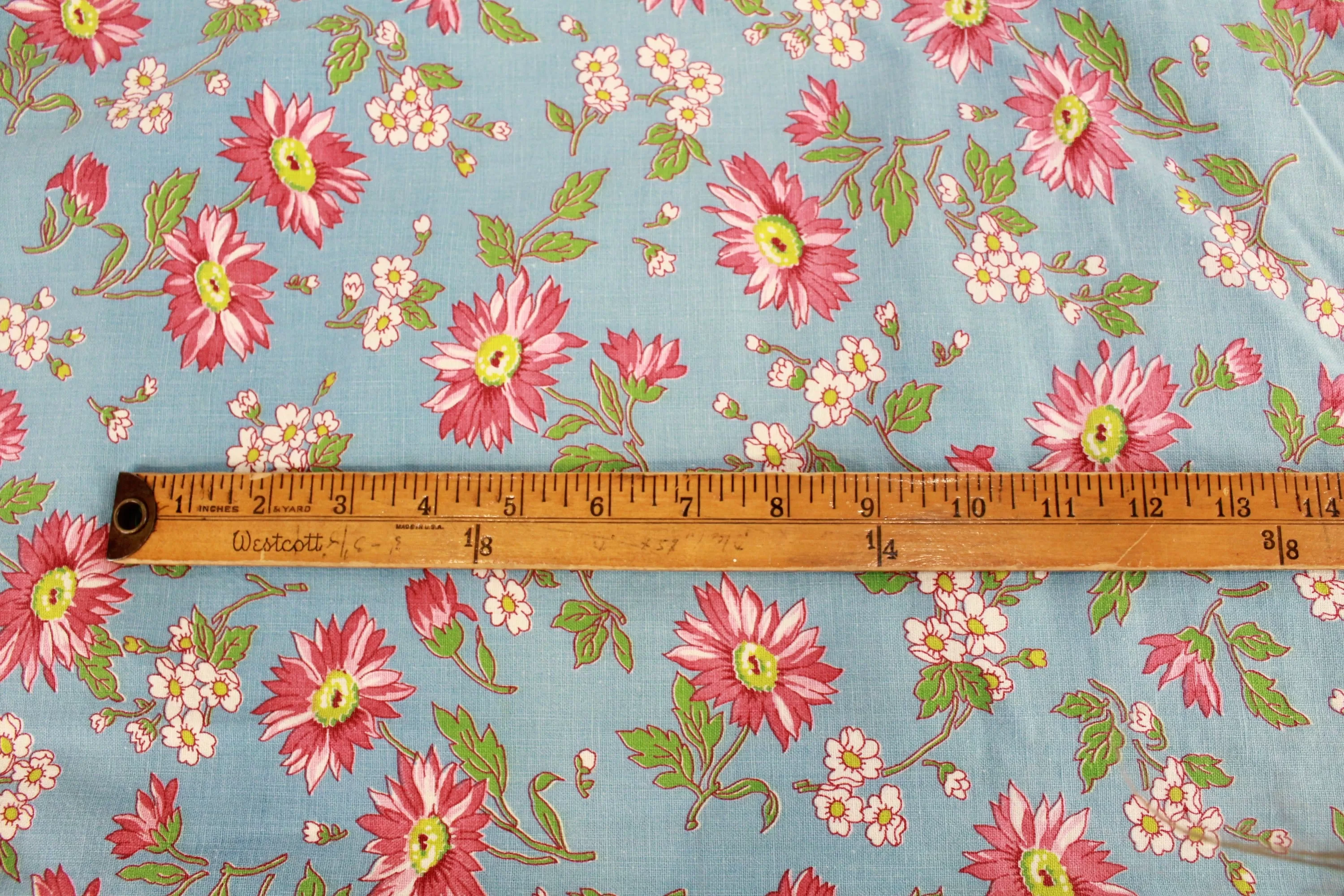 1940s Daisy Print Cotton Duvet Cover, 71" x 68"