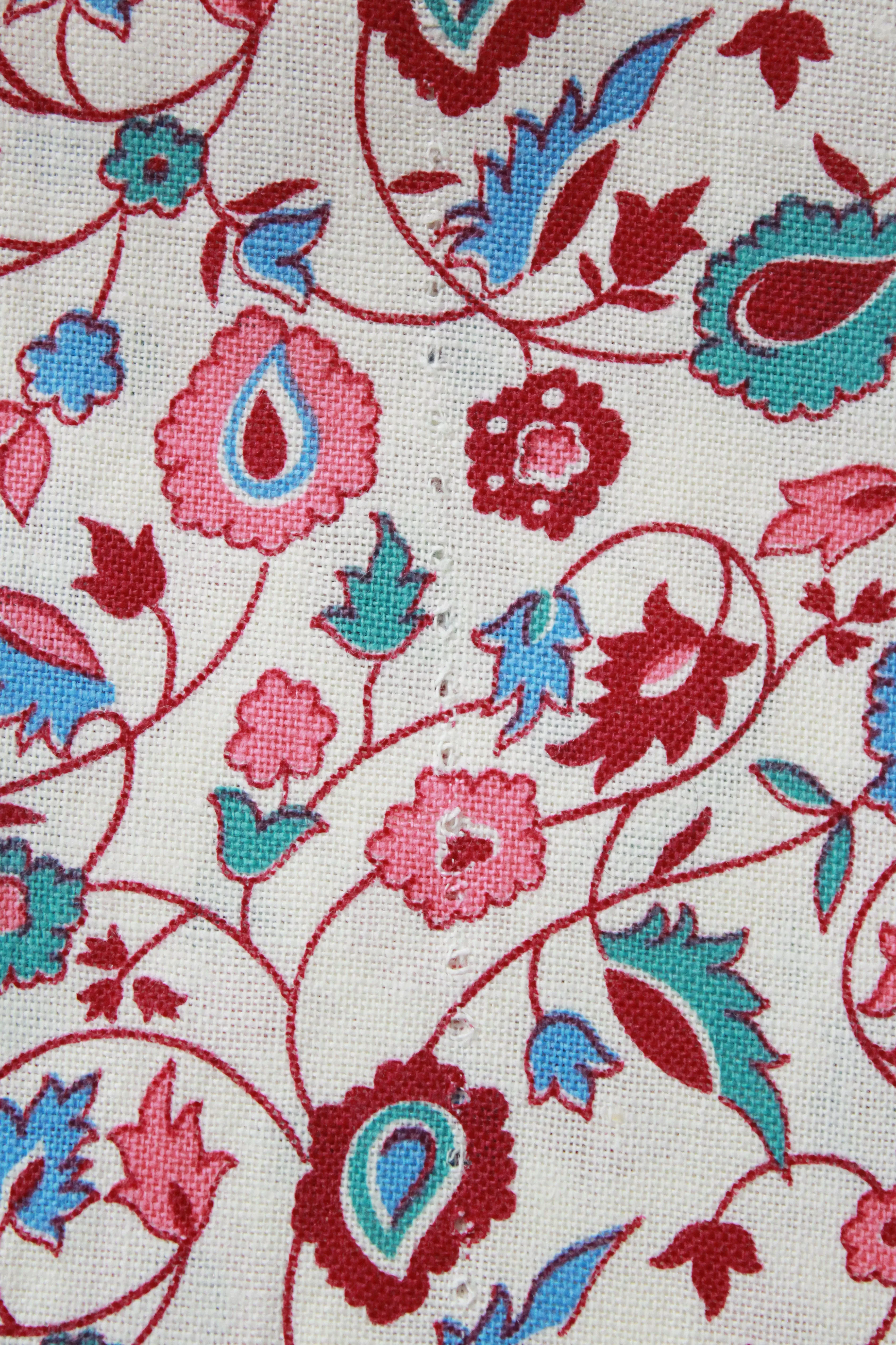 1940s Magenta Floral Feedsack, Vintage Floral Fabric, Pink/Purple/Teal Flower, 1940s Summer Fabric