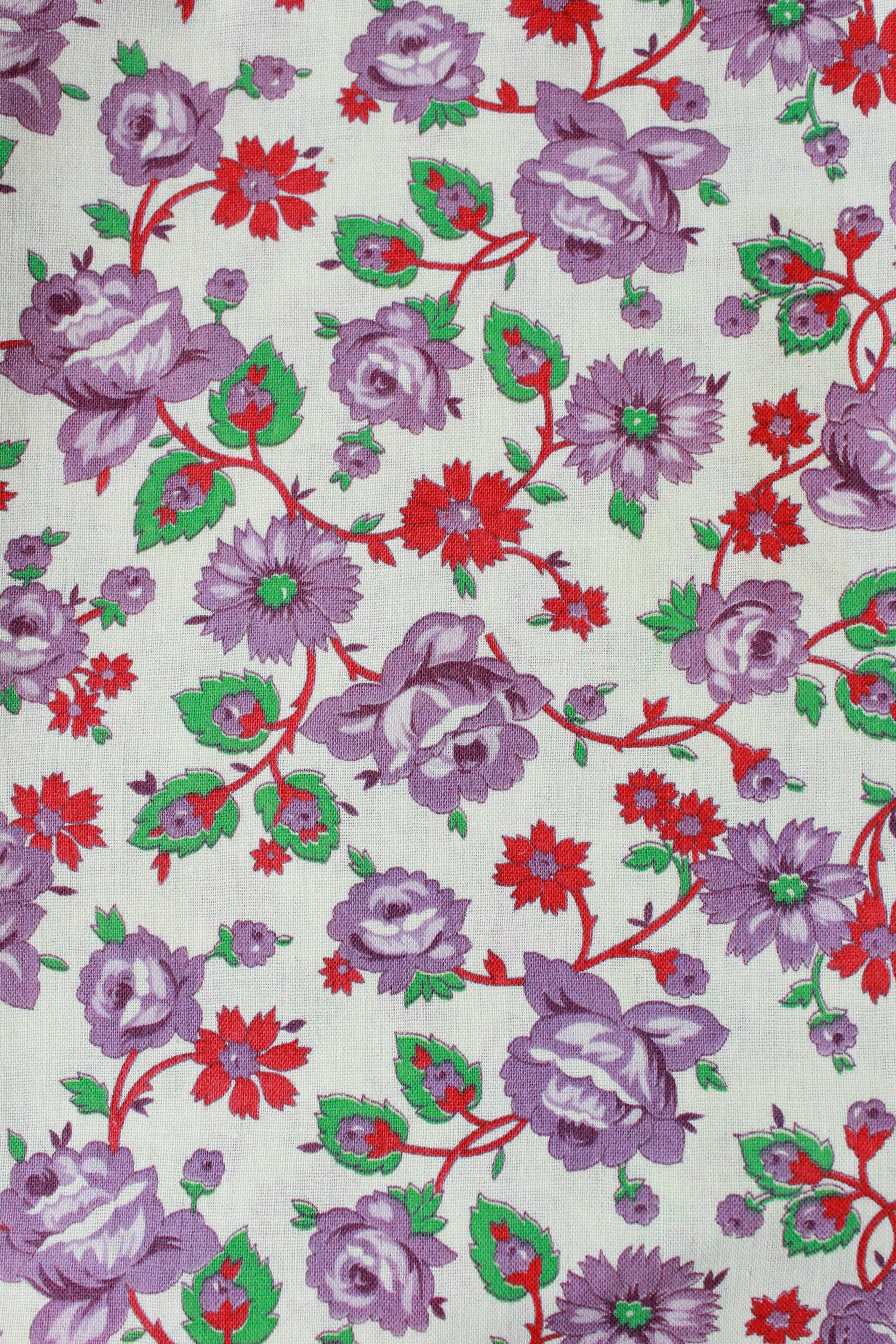 1940s Magenta Floral Feedsack, Vintage Floral Fabric, Pink/Purple/Teal Flower, 1940s Summer Fabric