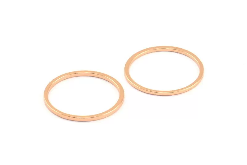 19mm Circle Connectors, 12 Rose Gold Plated Brass Circle Connectors (19x1x1mm) Bs 1095 Q0379