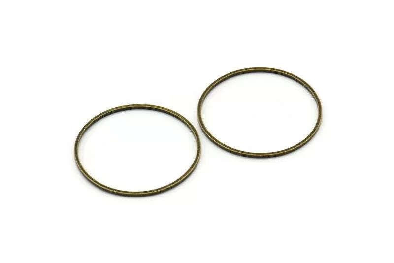 25mm Bronze Circles - 25 Antique Bronze Brass Circle Connectors (25x0.9x0.8mm) D0317