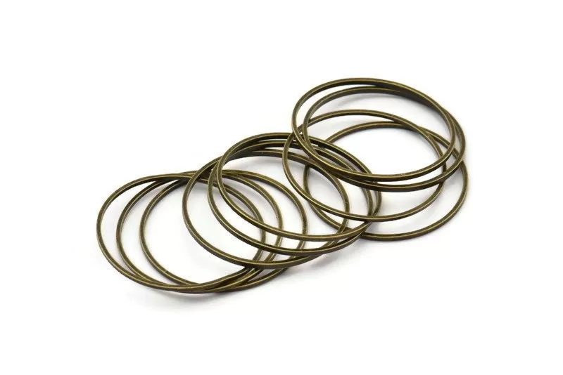 25mm Bronze Circles - 25 Antique Bronze Brass Circle Connectors (25x0.9x0.8mm) D0317