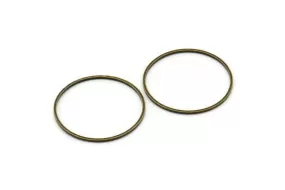 25mm Bronze Circles - 25 Antique Bronze Brass Circle Connectors (25x0.9x0.8mm) D0317