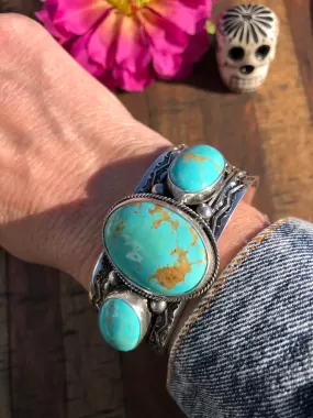 3 Stone Kingman Turquoise Cuff