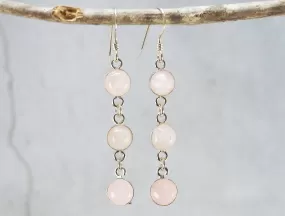 3 Stone Rose Quartz Earrings (Pair B)