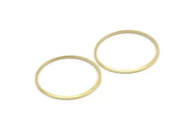 30mm Circle Connectors - 24 Raw Brass Circle Connectors (30x1x1mm) BS 1089