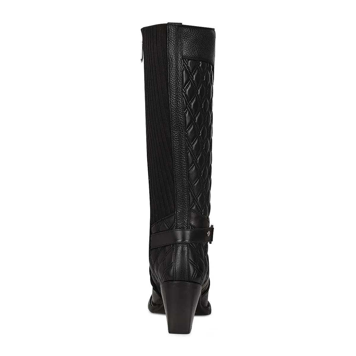 4P05RS - Cuadra black fashion cowhide leather strapped knee-high boots women