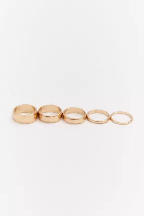 5 Pack Mixed Plain Rings Set