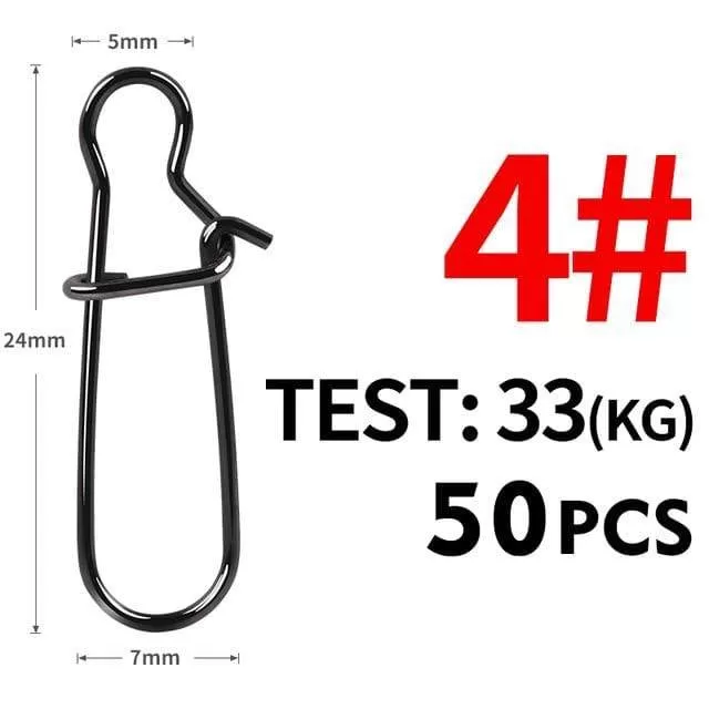 50pcs Stainless Steel Fishing Connector Fast Clip Lock Snap Swivel Solid Rings Safety Snaps Fishing Hook Tool Snap