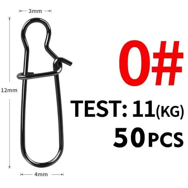 50pcs Stainless Steel Fishing Connector Fast Clip Lock Snap Swivel Solid Rings Safety Snaps Fishing Hook Tool Snap