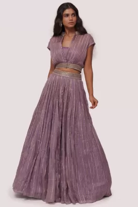 50Z976-RO Lilac Raw Silk And Organza Maxi Dress