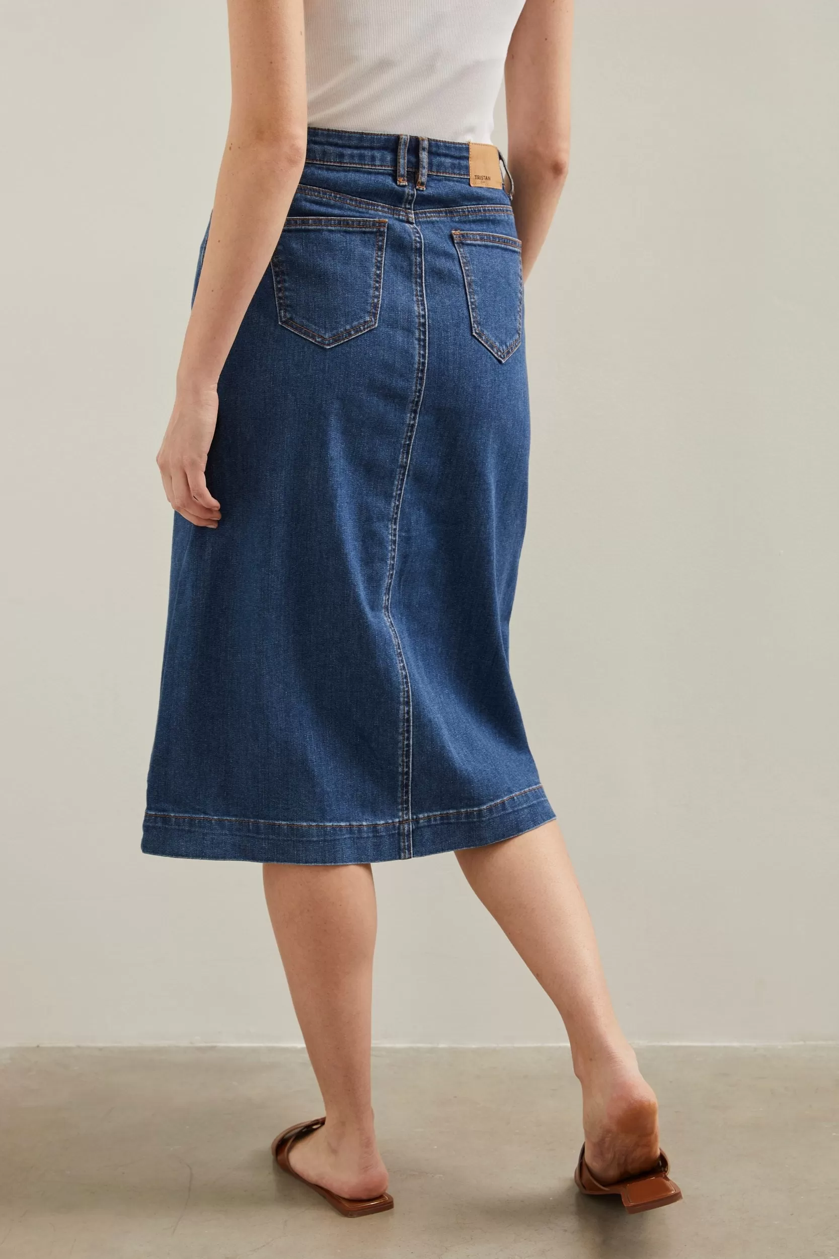 A line denim skirt