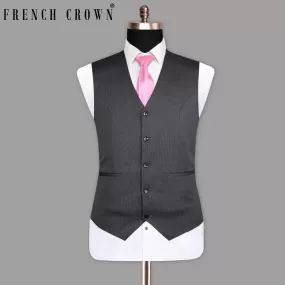 Abbey Gray Micro Textured Wool Waistcoat