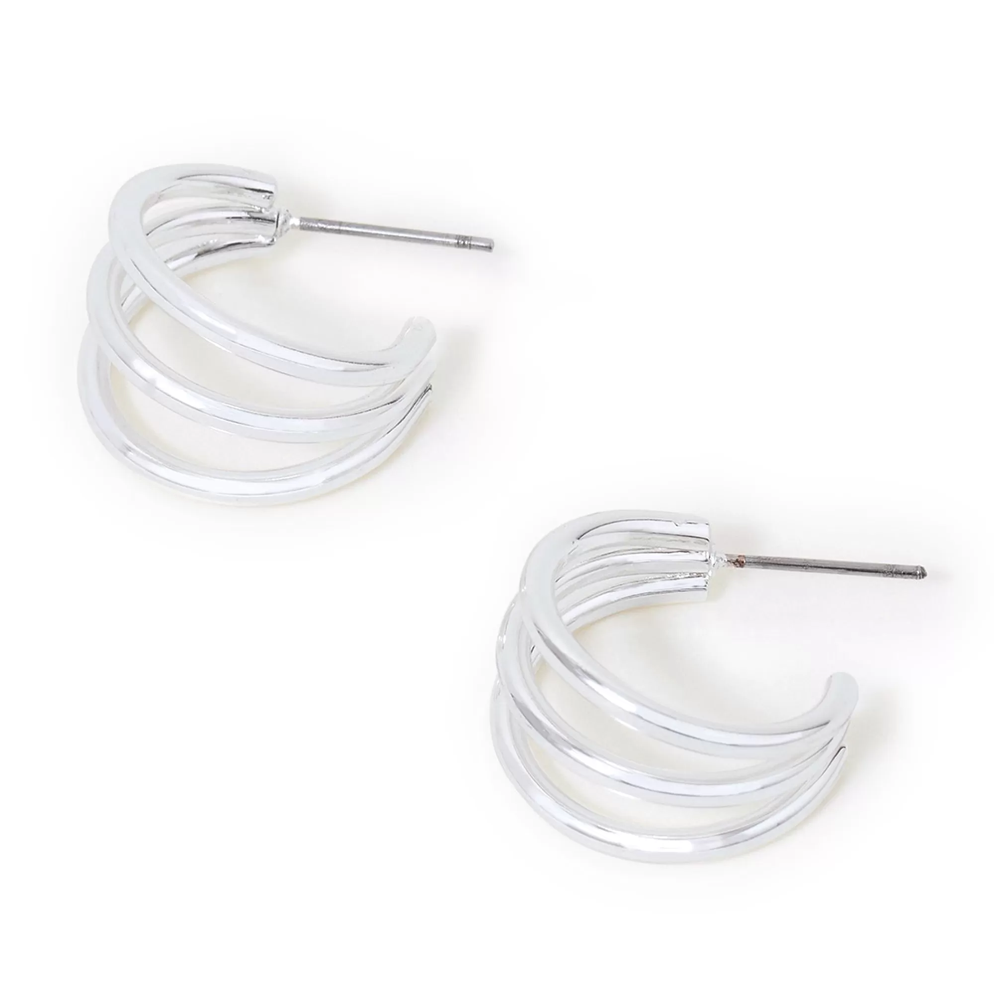 Accessorize London Women's Silver Triple Hoop Earrings