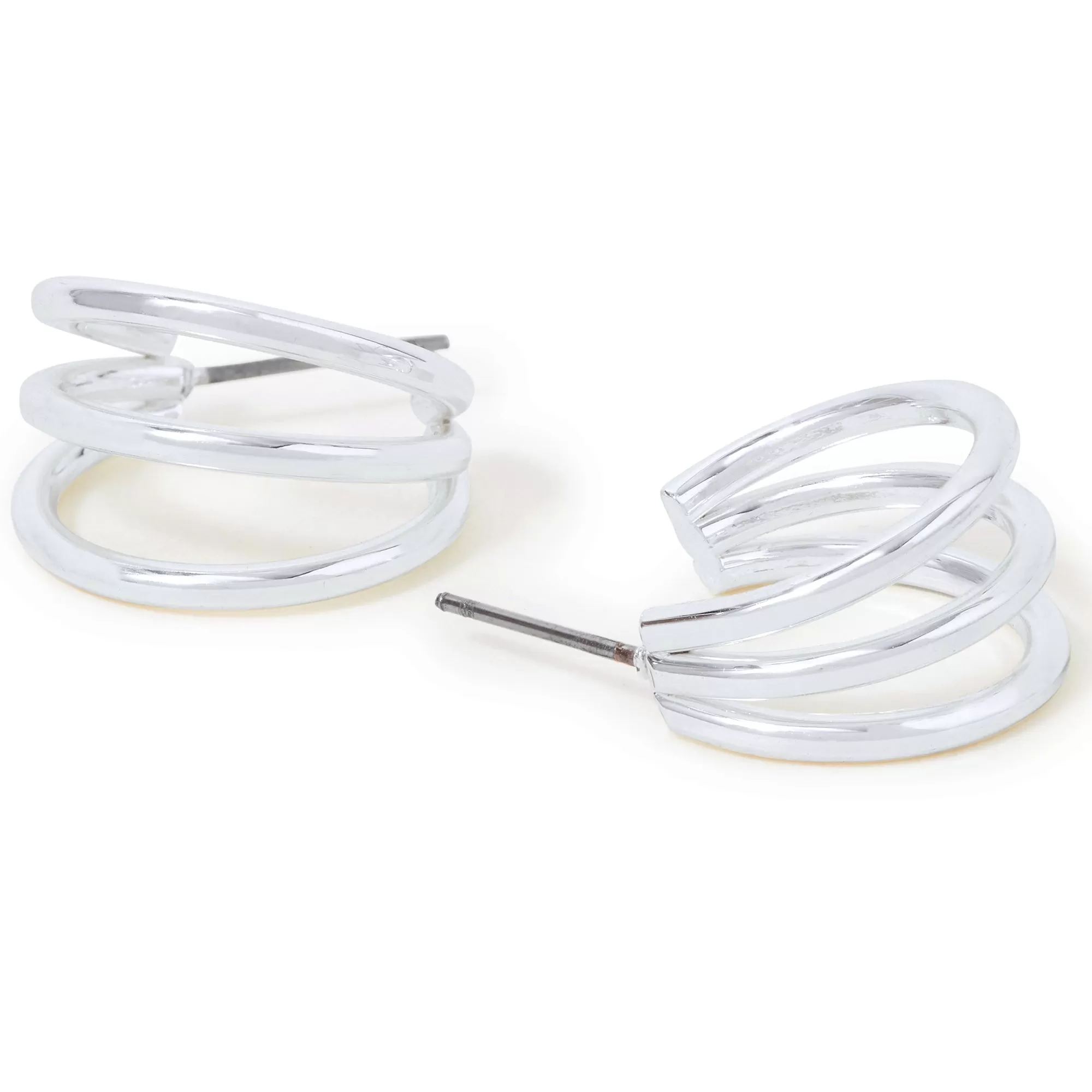 Accessorize London Women's Silver Triple Hoop Earrings