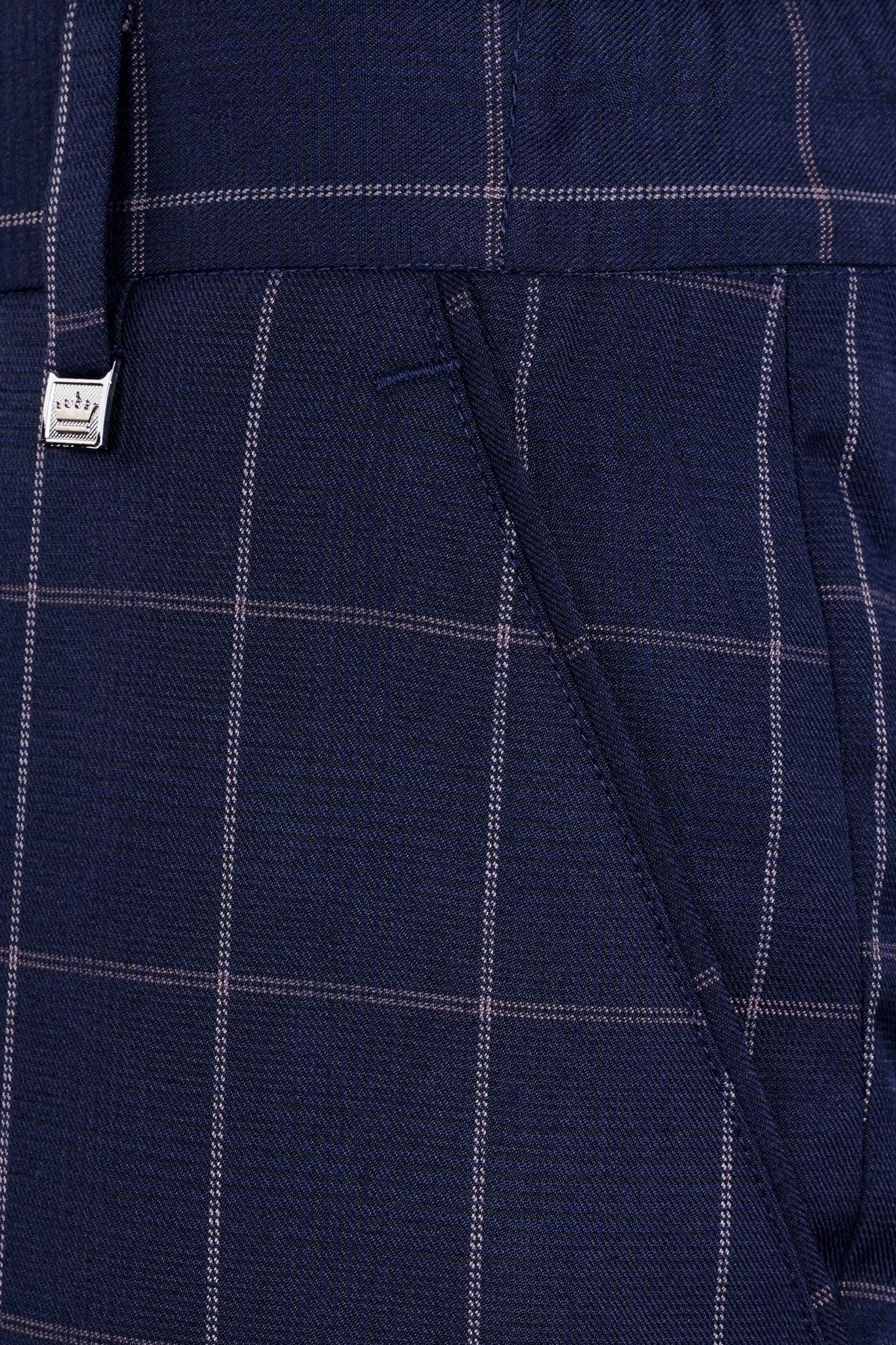 Admiral Blue Windowpane Wool Rich Double Breasted Suit