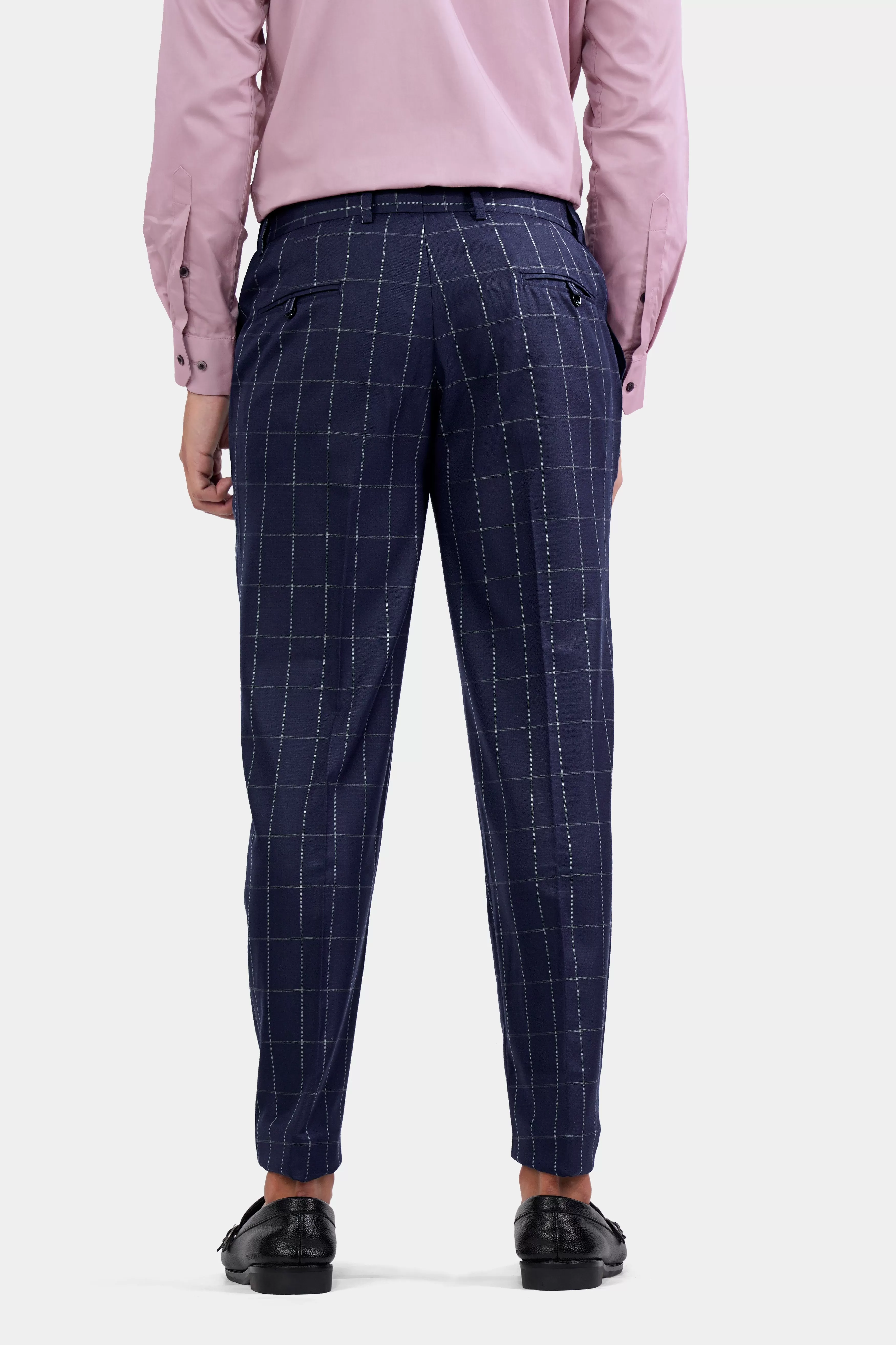 Admiral Blue Windowpane Wool Rich Double Breasted Suit