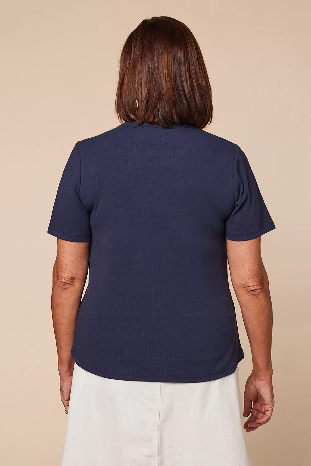 Adrift Ribbed Tee in Navy