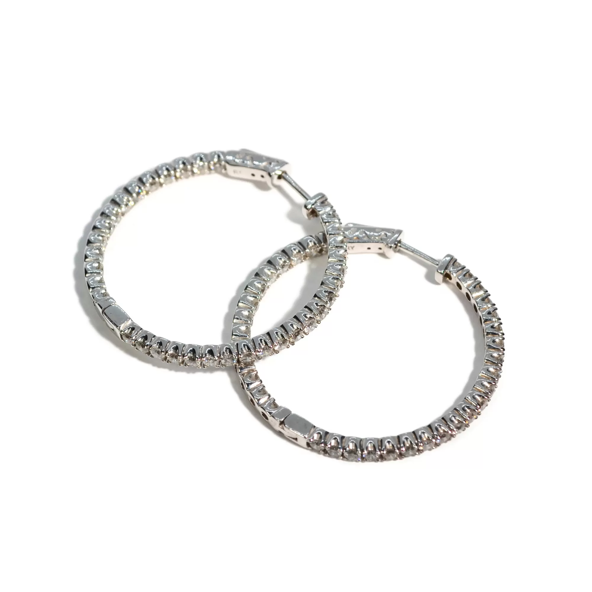 AFJ Diamond Collection - Diamond Hoop Earrings, 18k White Gold