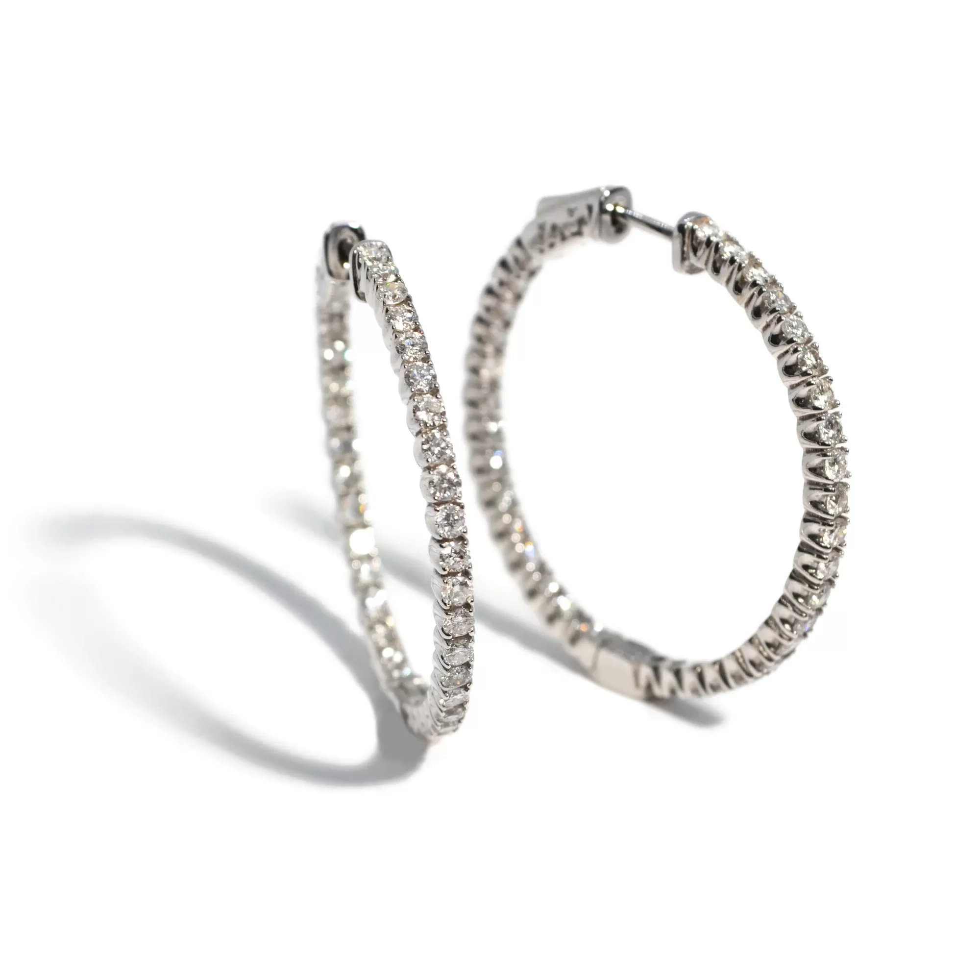 AFJ Diamond Collection - Diamond Hoop Earrings, 18k White Gold