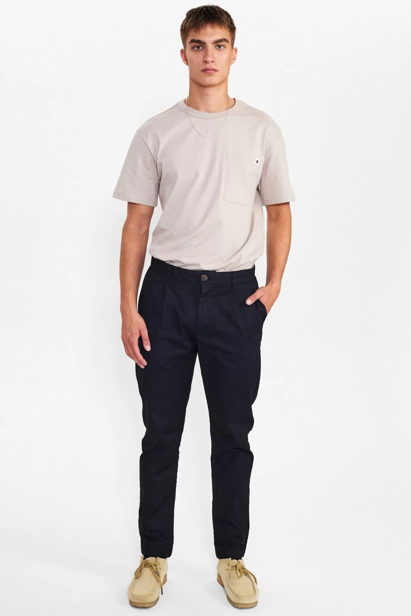 AKJAMES COTTON PLEAT PANT - Caviar