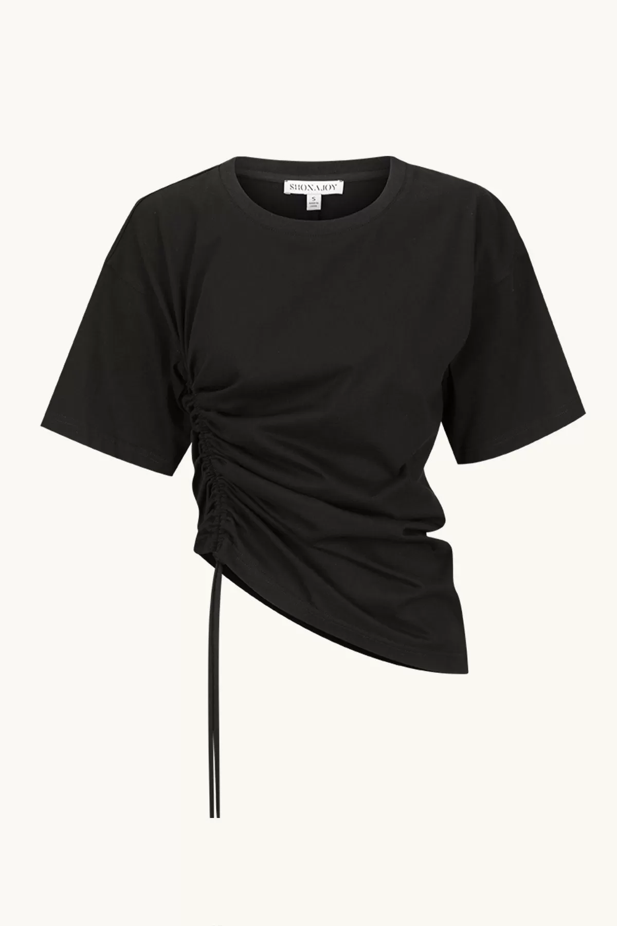 ALDA ASYMMETRICAL DRAWSTRING T SHIRT - BLACK