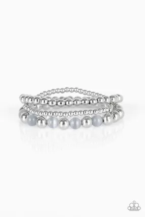 Always On The GLOW Silver Moonstone Bracelet Set - Paparazzi Accessories