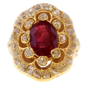 Antique French Ruby & Diamond Ring