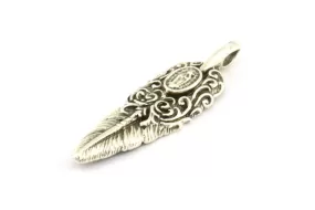 Antique Silver Feather Pendant , 2 Antique Silver Plated Feather Charms, Necklace Findings (32x10mm) S566